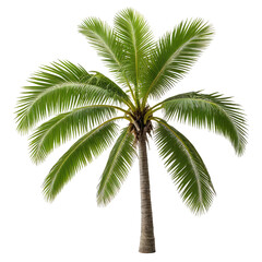 Fototapeta premium Lush green palm tree with fronds; isolated against black background