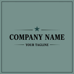 Professional Company Logo with Star Emblem and Tagline on Muted Teal Background, Flat Vector Elements, Vector Illustration, Simple Vector, Stylized Vector Drawing, Vector Template, Clean Vector