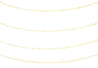 Realistic Warm Yellow Christmas String Lights Set on Transparent Background