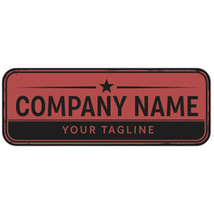 Distressed Retro Company Logo Badge with Star Symbol and Tagline on Red and Black, Flat Vector Elements, Vector Illustration, Simple Vector, Stylized Vector Drawing, Vector Template, Clean Vector