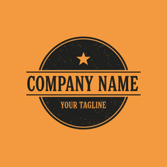 Distressed Company Logo Template with Star and Tagline on Background, Flat Vector Elements, Vector Illustration, Simple Vector, Stylized Vector Drawing, Vector Template, Clean Vector Style,