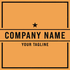 Grungy Black and Company Logo Template with Distressed Typography, Star Icon, and Industrial Design Elements, Flat Vector Elements, Vector Illustration, Simple Vector, Stylized Vector Drawing, Vector