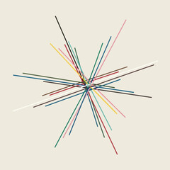 Abstract starburst pattern with radiating lines and muted colors.