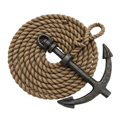 Nautical Anchor on Coiled Rope