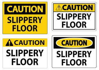 Caution Signs for Slippery Floor Safety in Indoor and Outdoor Environments