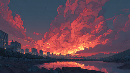 Fantasy Anime Manga Forest on Fire – Intense Illustration
