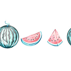 Colorful seamless pattern and background featuring fresh watermelons celebrating summer vibes, beach relaxation, and festive occasions for commercial use