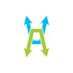 v and a letter combined with arrow logo vector icon illustration