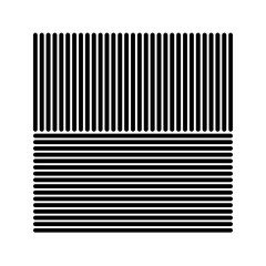 Stripy square form. Black striped geometric shape isolated on white background. Minimalistic design element. Vector graphic illustration.