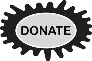 Vector art of a vibrant black and white donate button, encouraging charitable giving and support for various causes, promoting generosity