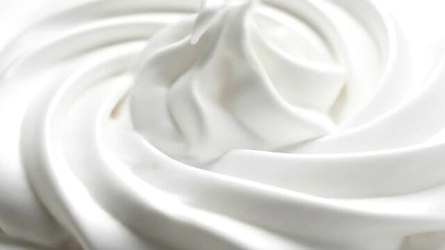 Close-up of luscious white whipped cream with soft swirls, perfect for desserts and toppings.