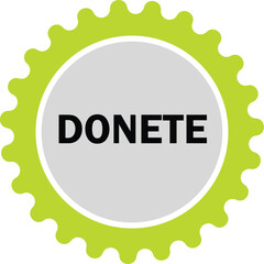 Vector art of a green gearshaped badge with the word donete in the center, , conveys a sense of accomplishment and recognition