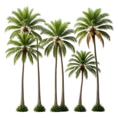 Obraz premium Six realistic palm trees with green leaves