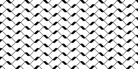Keffiyeh pattern. Lattice or fishnet texture. Soccer gates mesh. Palestinian traditional men headscarf print. Geometric fabric ornament. Arabic cloth background. Vector graphic illustration.