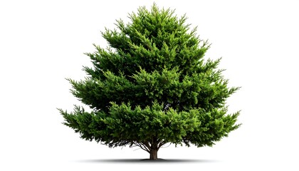 Isolated evergreen tree against white background