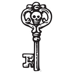 Occult Skeleton Key Line Art Vector Icon