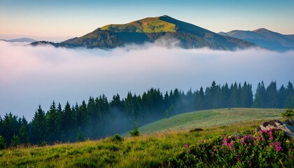 Misty mountain landscape at sunrise (1)