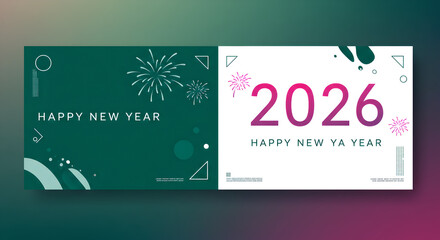 Naklejka premium Happy New Year 2026 Festive Wishes for All 