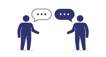 Communication icon. Two people talking with speech bubbles. Dialogue and discussion concept.