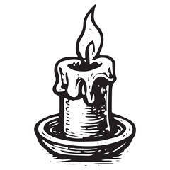 Occult Candle Line Art Vector Icon