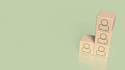 The Icon man on wood cube for Human Resources or Business concept 3d Rendering.