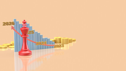 The King Chess and Chart 2026 for Business concept 3d Rendering.