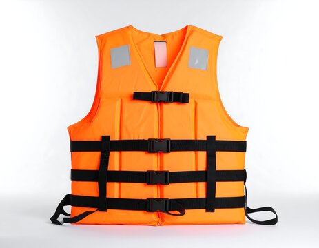 Orange life vest against white background (1)