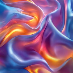 Obraz premium Vibrant Satin Fabric Texture with Flowing Waves in Blue and Orange