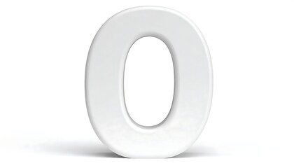 Isolated white 3D number zero