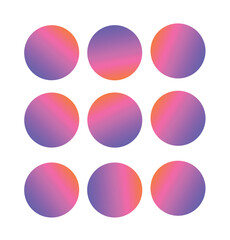 Round circle frames set with gradient red and purple icons for social media followers and likes vector illustration