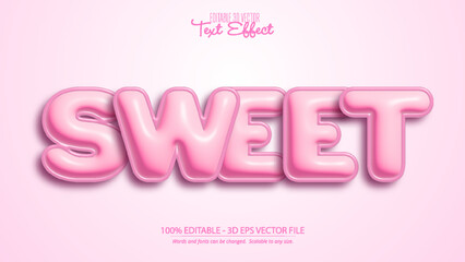 Pink glossy balloon style text effect with word sweet in shiny letters for design use