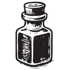 Occult Hex Potion Bottle Line Art Vector Icon
