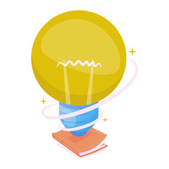 Book and light bulb vector object illustration
