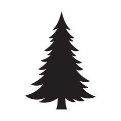 Obraz premium Black silhouette of a single pine tree Keywords: Christmas, pine tree, fir tree, evergreen