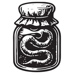 Occult Alchemy Snake Jar Potion Line Art Vector Icon