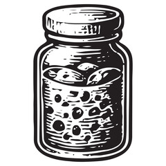 Occult Alchemy Bubble Jar Potion Line Art Vector Icon