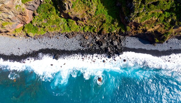 High-angle view of a volcanic beach - Powered by Adobe
