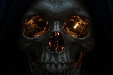 halloween skull on black background
