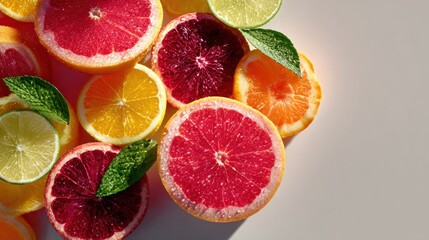 Vibrant Citrus Still Life: A Colorful Assortment of Fresh Fruits