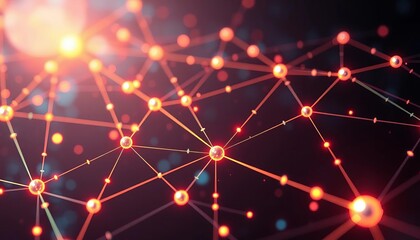 Abstract glowing network nodes and lines depicting AI financial system,  machine learning,  network