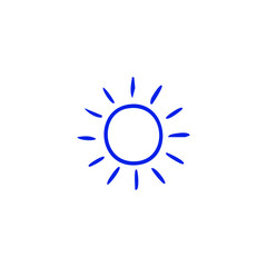 Blue sun icon on white
