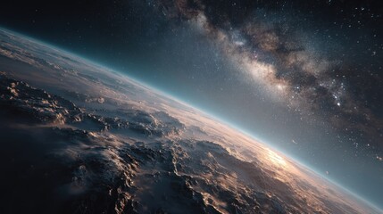 Spectacular cosmic view showcasing earth and the Milky Way galaxy