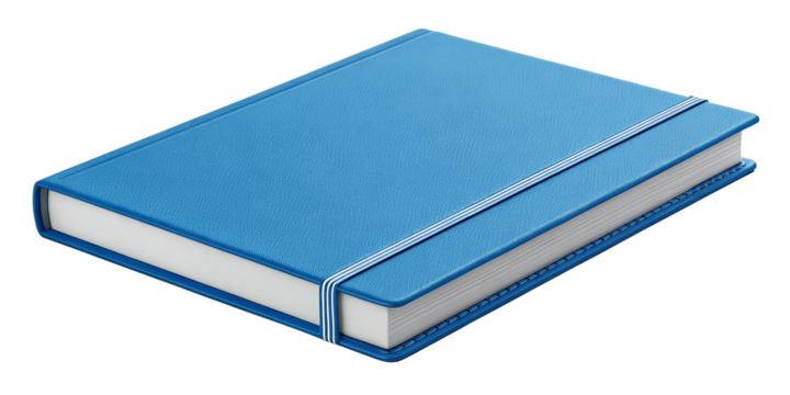 High-Quality Blue Hardcover Notebook with Elastic Band on Transparent Background
Premium Textured Blue Journal with Thick Pages and Rounded Edges Isolated