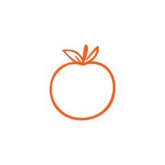Simple orange fruit outline with two leaves and a stem