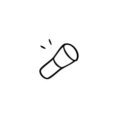 Hand-drawn flashlight with shining light beams