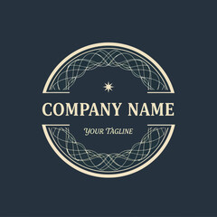 Sophisticated Branding Emblem Featuring an Ornate Arc, Abstract Network Lines, and Star Detail for Company Identity and Tagline, Flat Vector Elements, Vector Illustration, Simple Vector, Stylized