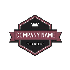 Elegant Hexagonal Business Logo with Crown Icon and Customizable Banner for Corporate Branding and Professional Identity Design, Flat Vector Elements, Vector Illustration, Simple Vector, Stylized