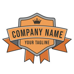 Modern Company Logo Design with Crown and Ribbon Badge on White Background for Branding and Corporate Identity, Flat Vector Elements, Vector Illustration, Simple Vector, Stylized Vector Drawing,