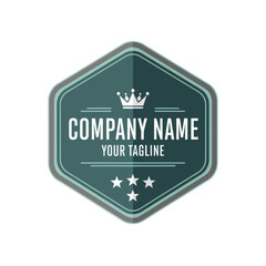 Modern Flat Design Company Badge with Crown, Stars and Tagline on White Background, Flat Vector Elements, Vector Illustration, Simple Vector, Stylized Vector Drawing, Vector Template, Clean Vector