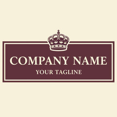 Elegant Royal Crown Company Logo and Tagline Branding Template on Cream Background, Flat Vector Elements, Vector Illustration, Simple Vector, Stylized Vector Drawing, Vector Template, Clean Vector